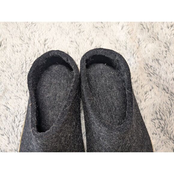 Glerups Wool Slippers Leather Sole Slip On Charcoal Black Gray EU 40 US 9 Womens - Picture 8 of 9